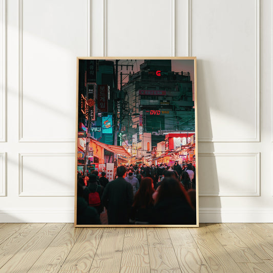 Seoul at night, Vibrant and Colorful Street Photography Print