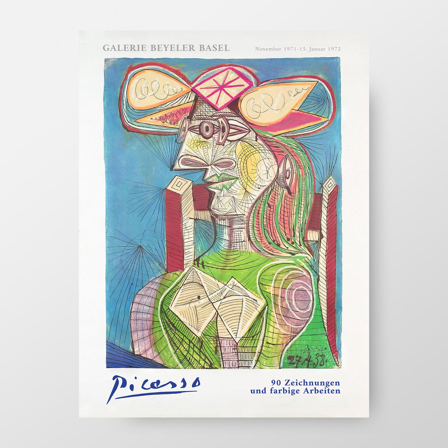 Pablo Picasso Colorful 1972 Exhibition Poster