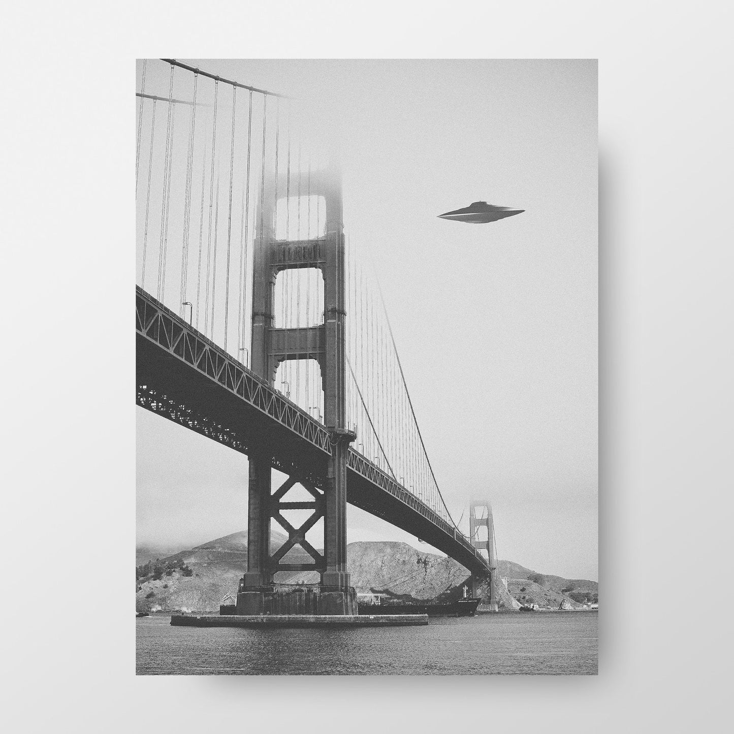 UFO Flying Saucer Above the Golden Gate Bridge Poster