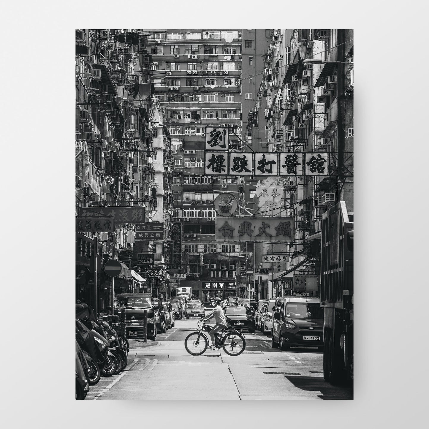 Hong Kong Street Scene Print, Black And White Street Photography