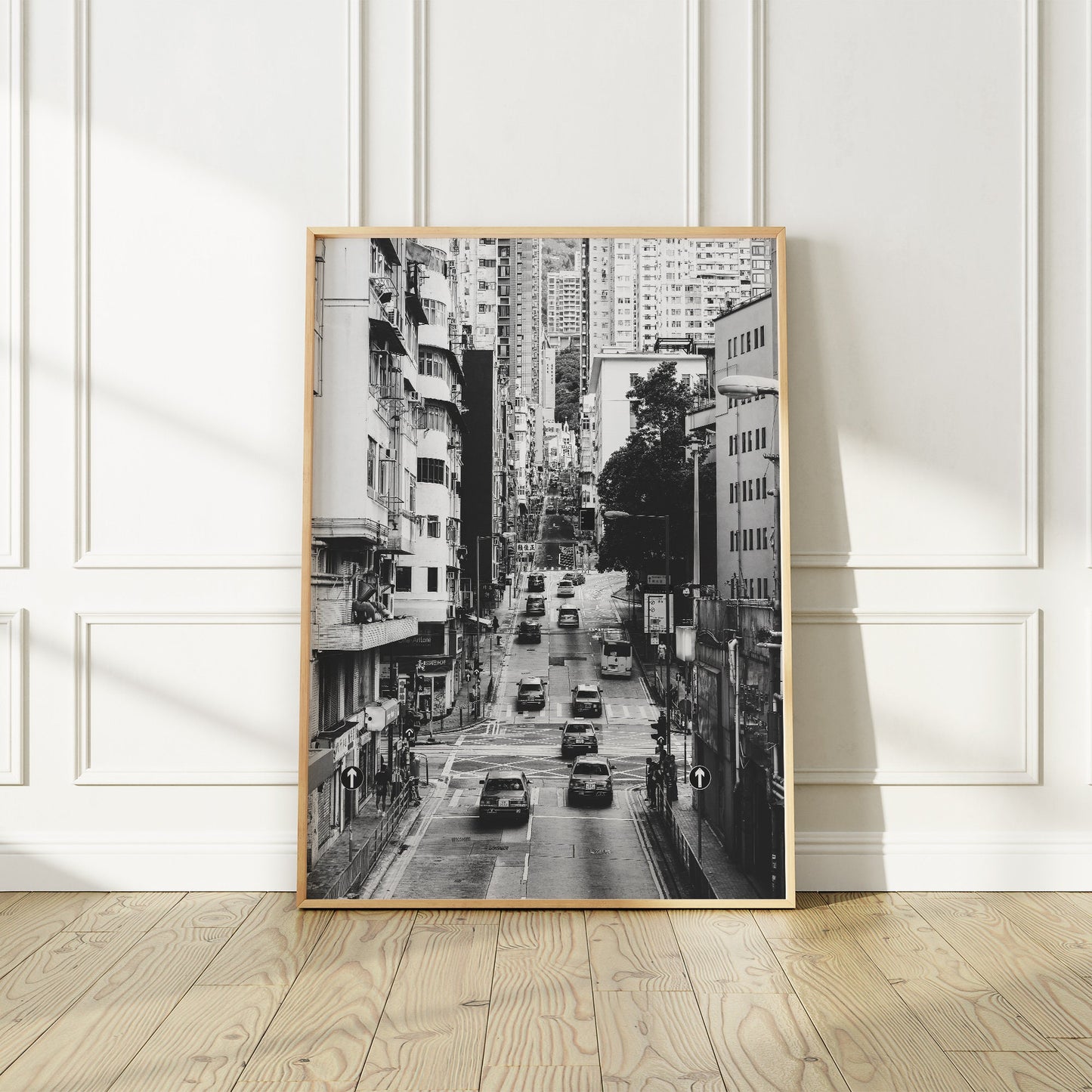 Hong Kong Street Scene Poster, Black And White Street Photography