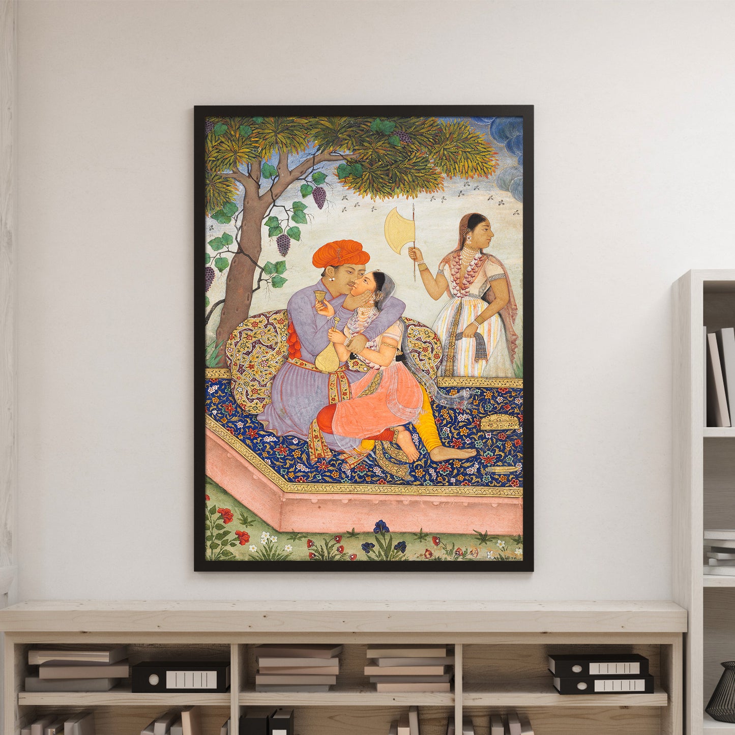 India Vintage 1630 Art Print, Lovers Embracing