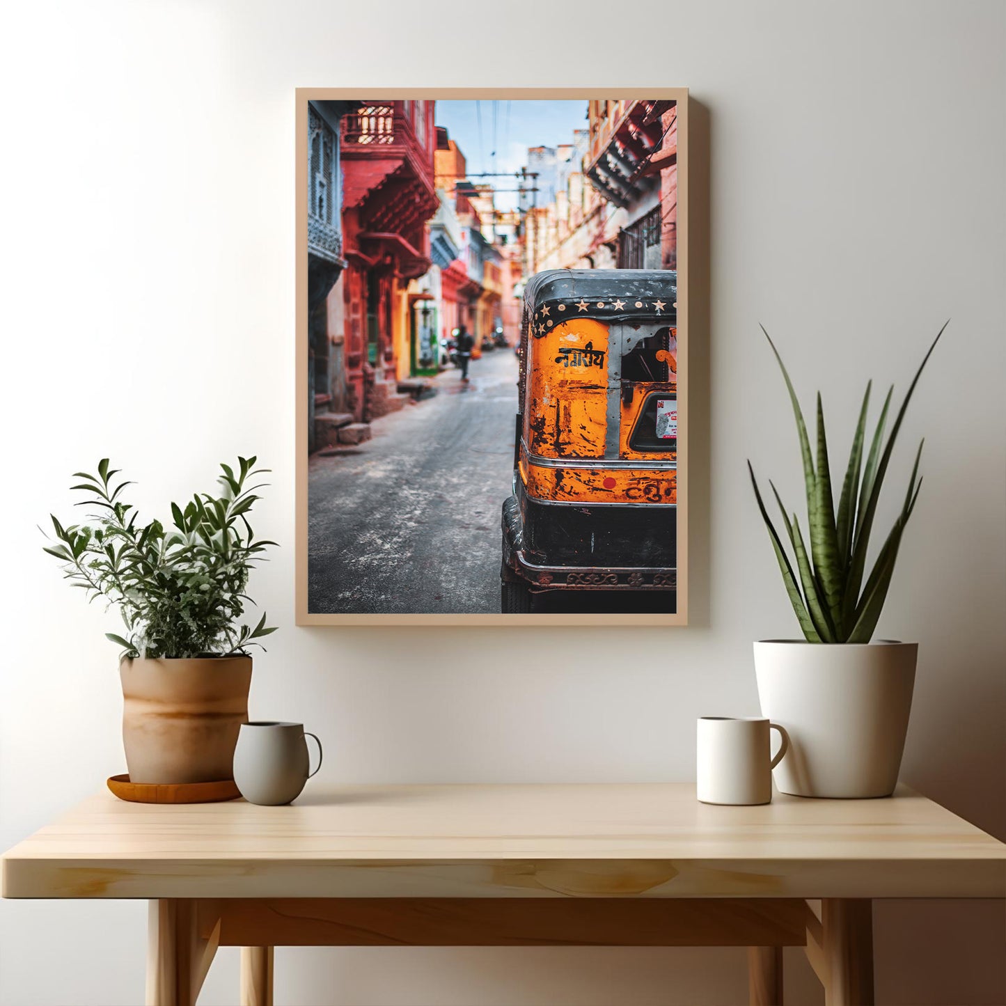 Indian Rickshaw in a Street, Vibrant Photography Poster