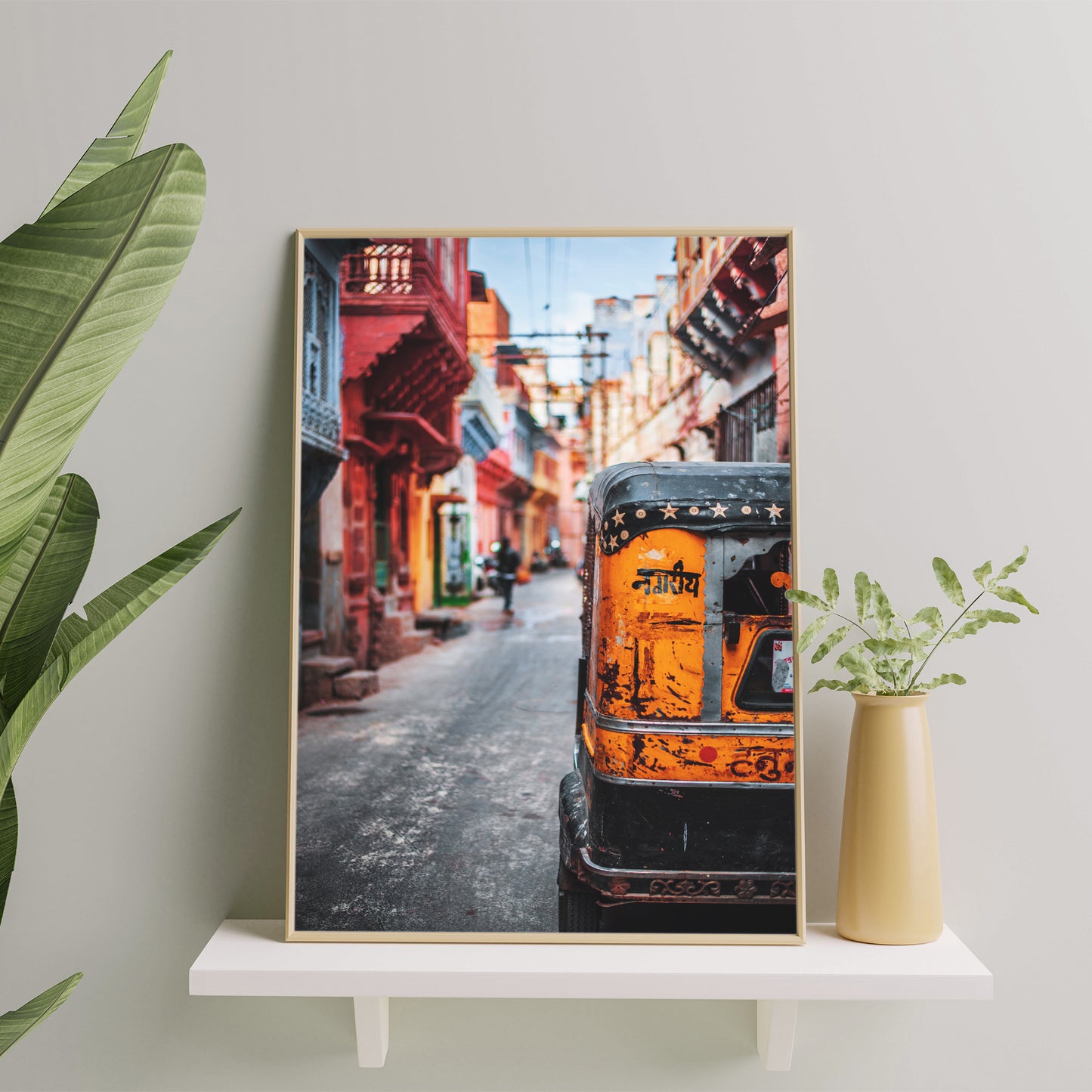 Indian Rickshaw in a Street, Vibrant Photography Poster