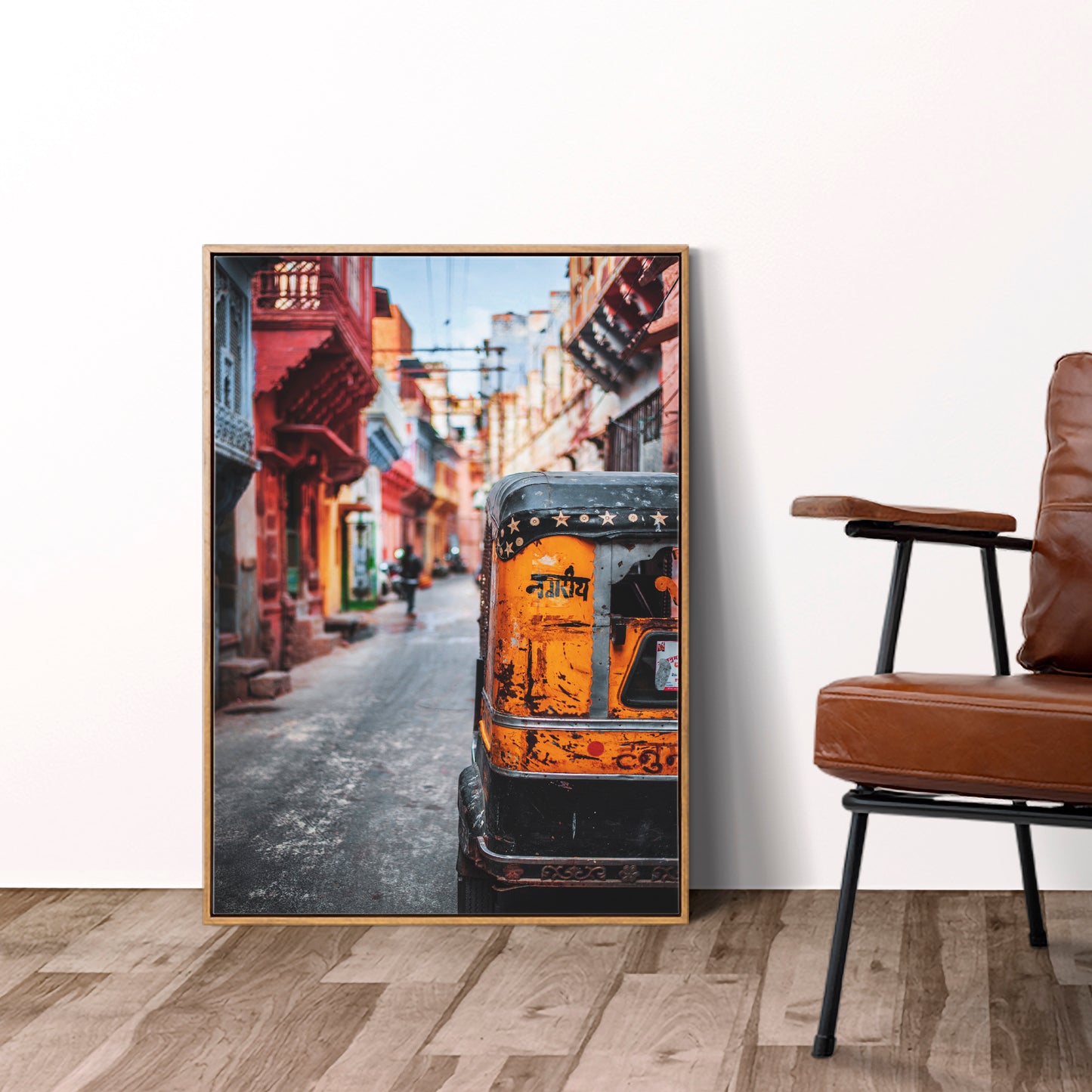 Indian Rickshaw in a Street, Vibrant Photography Poster