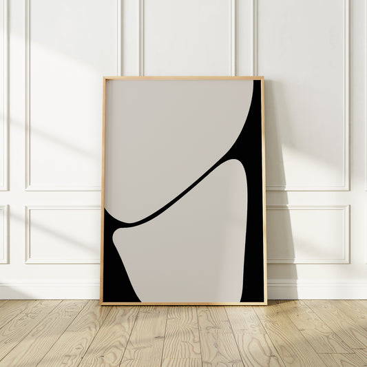 Affiche abstraite du milieu du siècle moderne, « Illusion II », beige et noir