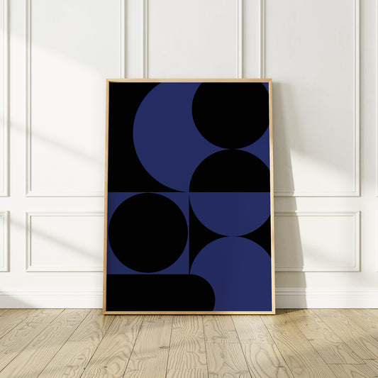 Affiche abstraite moderne du milieu du siècle, « Vision » bleu et noir