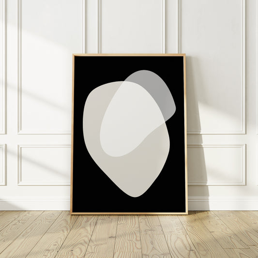 Affiche abstraite du milieu du siècle moderne, « Illusion II », beige et noir