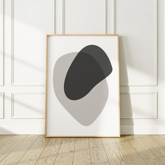 Affiche abstraite du milieu du siècle moderne, « Illusion II », beige et noir