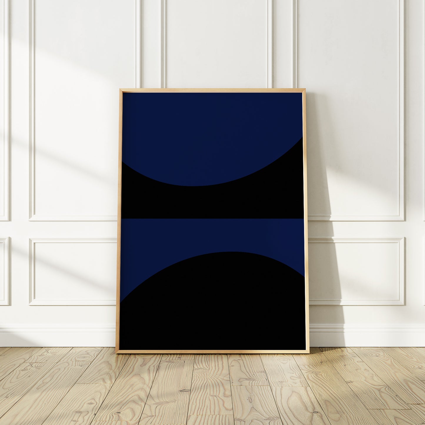 Abstract Mid-Century Modern Poster, "Illusion I" Blue and Black