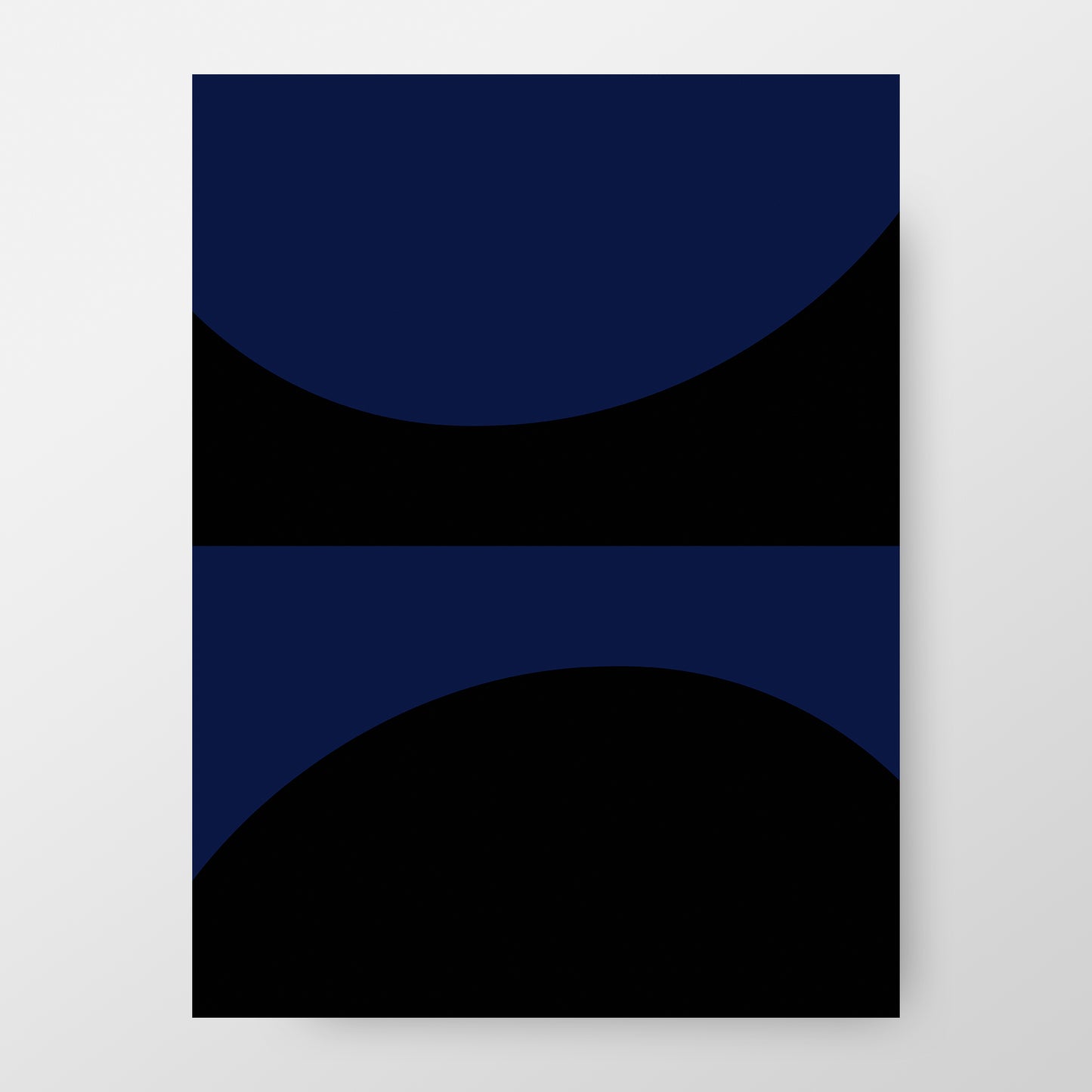 Abstract Mid-Century Modern Poster, "Illusion I" Blue and Black