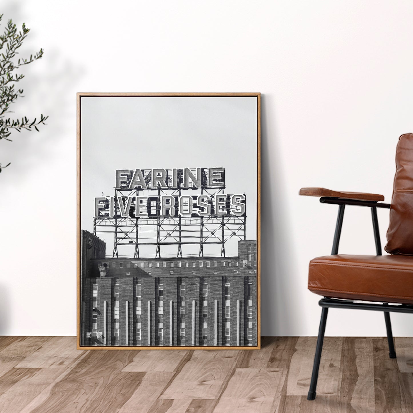 Montreal Iconic "Farine Five roses" neon in Black and White Photography Print