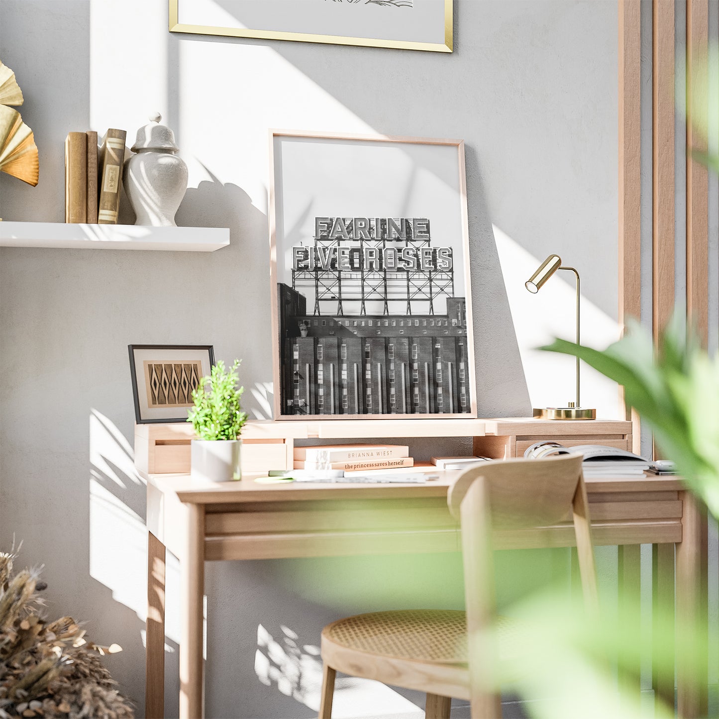 Montreal Iconic "Farine Five roses" neon in Black and White Photography Print