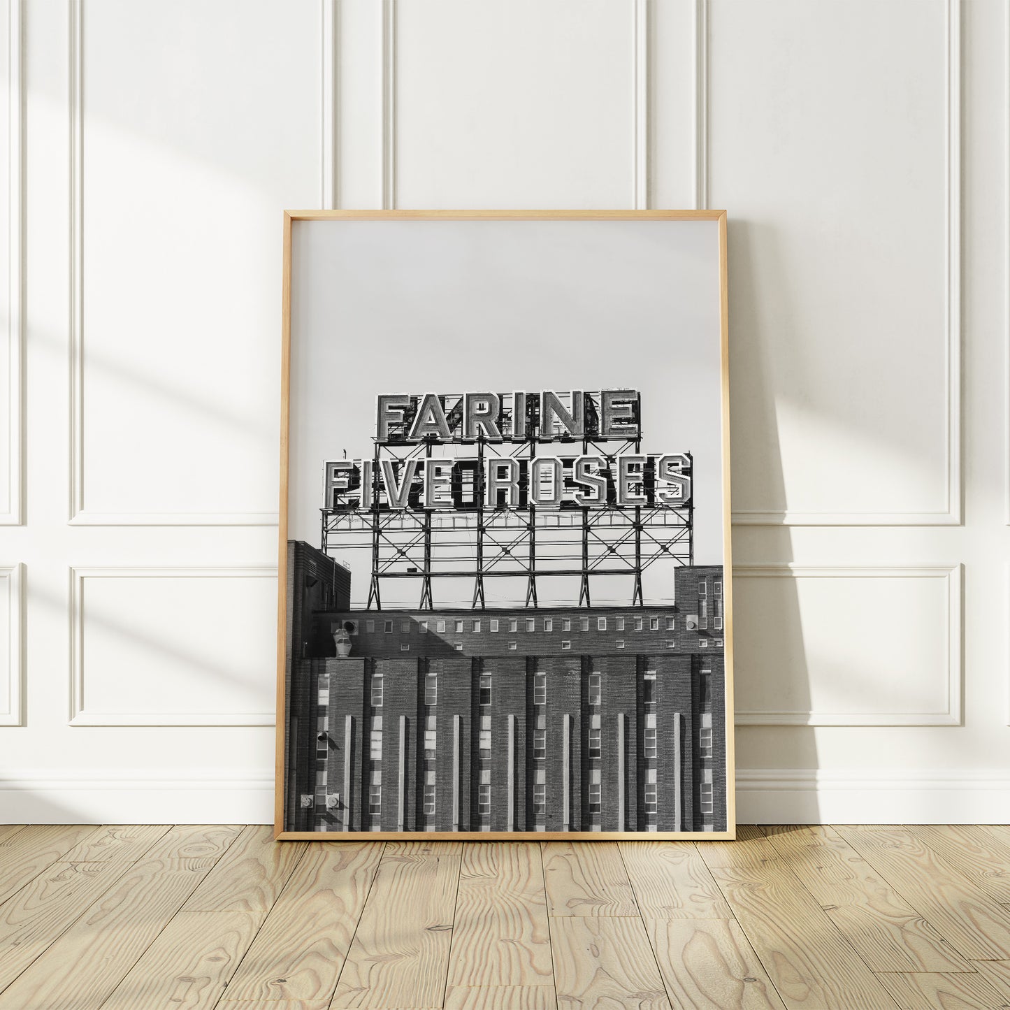 Montreal Iconic "Farine Five roses" neon in Black and White Photography Print