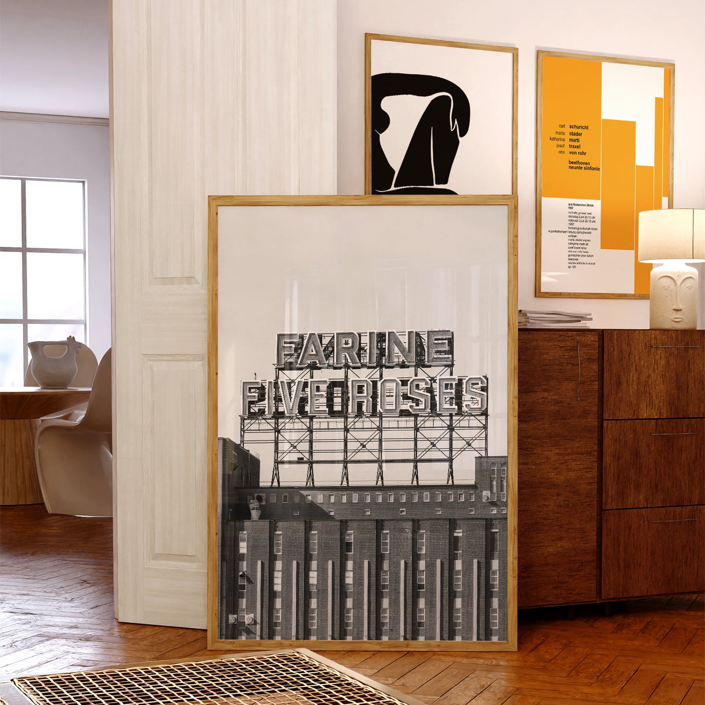 Montreal Iconic "Farine Five roses" neon in Black and White Photography Print