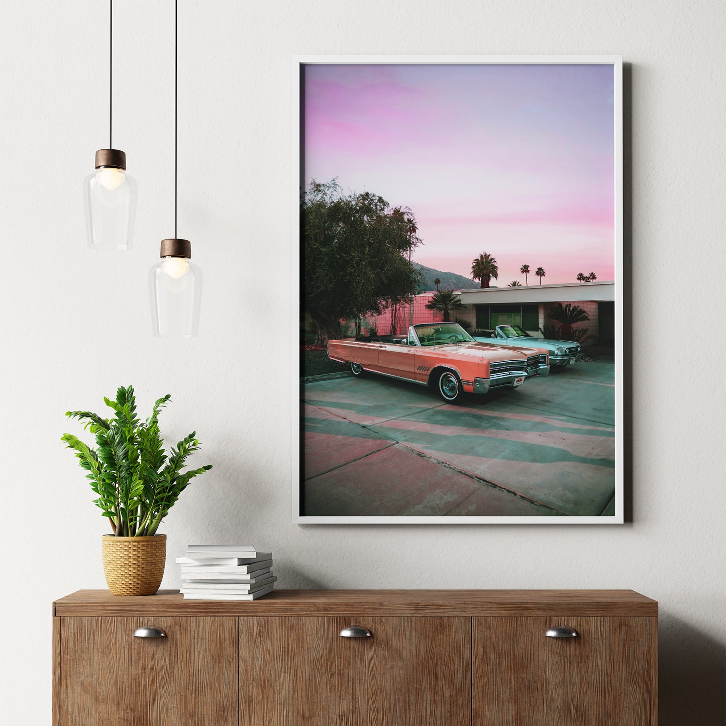 Vibrant Palm Spring at Sunset, California Poster | Street Photography