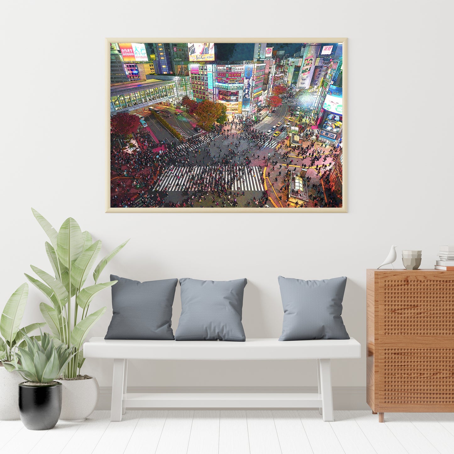 Tokyo Japan Shibuya Crossing Photo to Painting Art Print