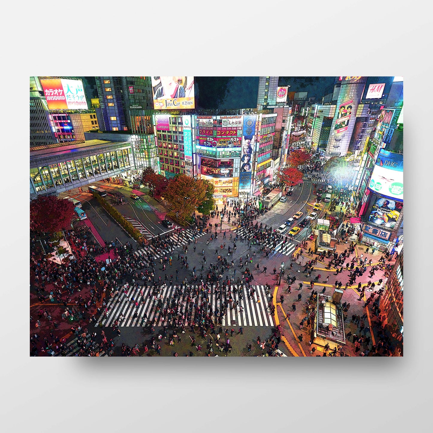 Tokyo Japan Shibuya Crossing Photo to Painting Art Print