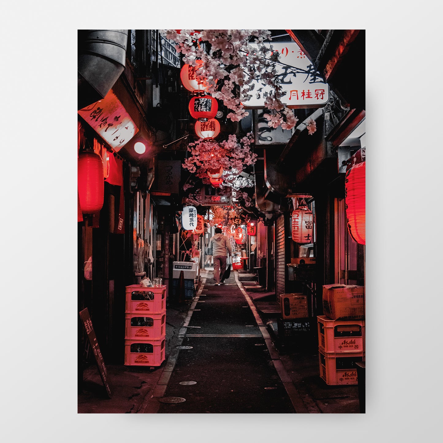 Japan Tokyo Golden Gai Poster, Vibrant Small Bars Alley Photography