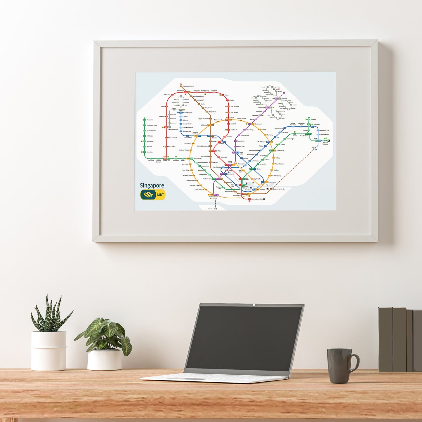 Singapore MRT Subway Map Poster