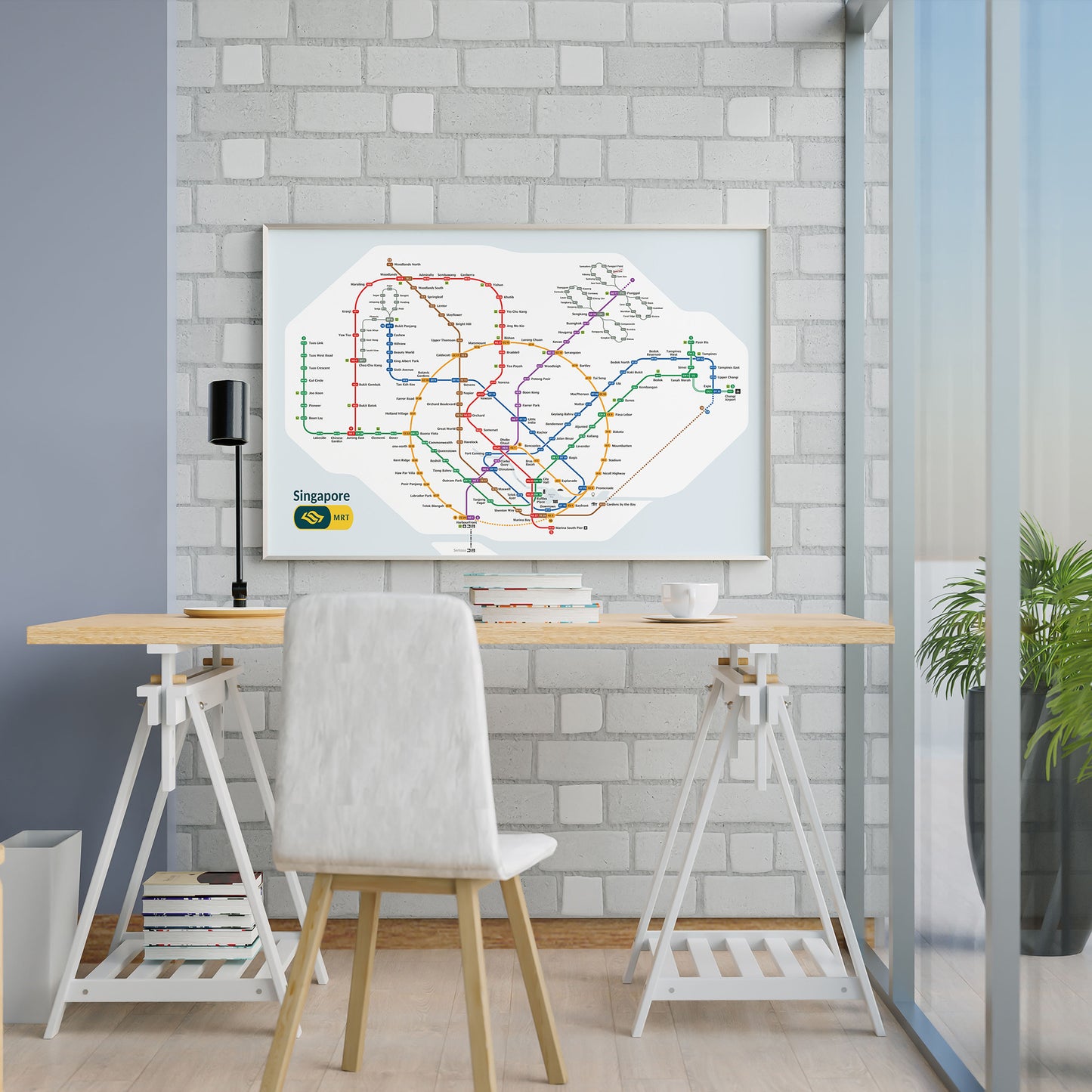 Singapore MRT Subway Map Poster