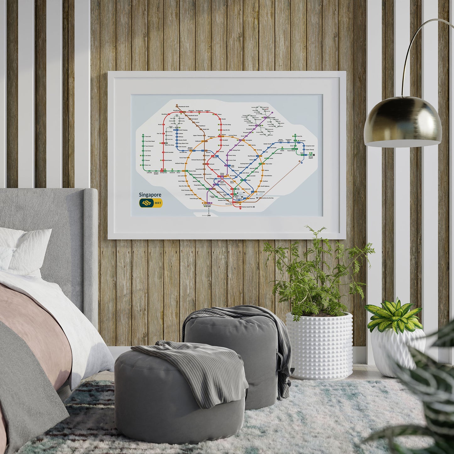 Singapore MRT Subway Map Poster