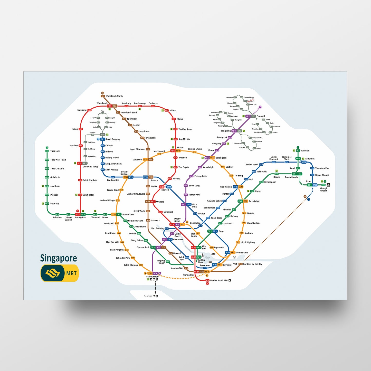 Singapore MRT Subway Map Poster