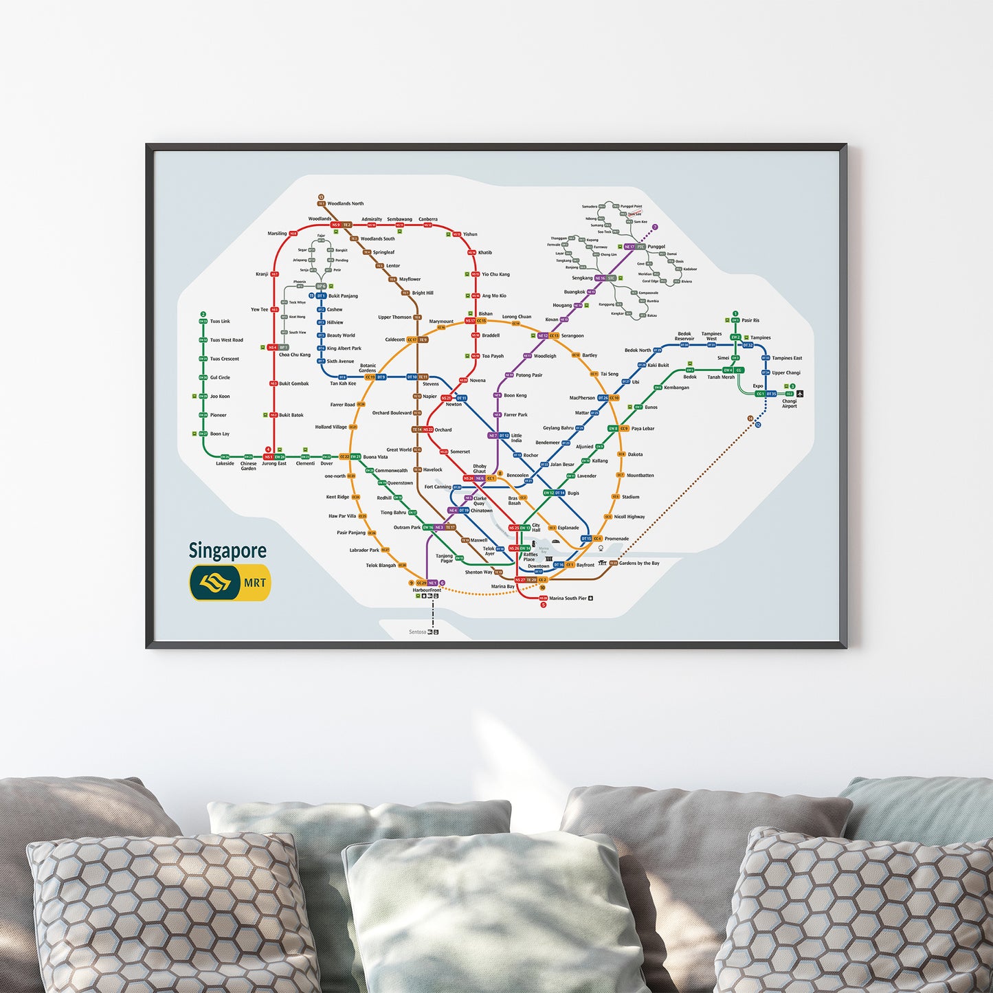 Singapore MRT Subway Map Poster