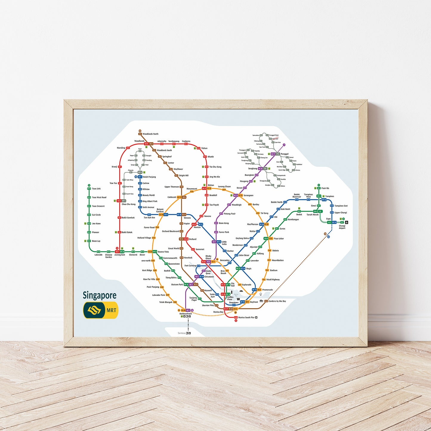 Singapore MRT Subway Map Poster