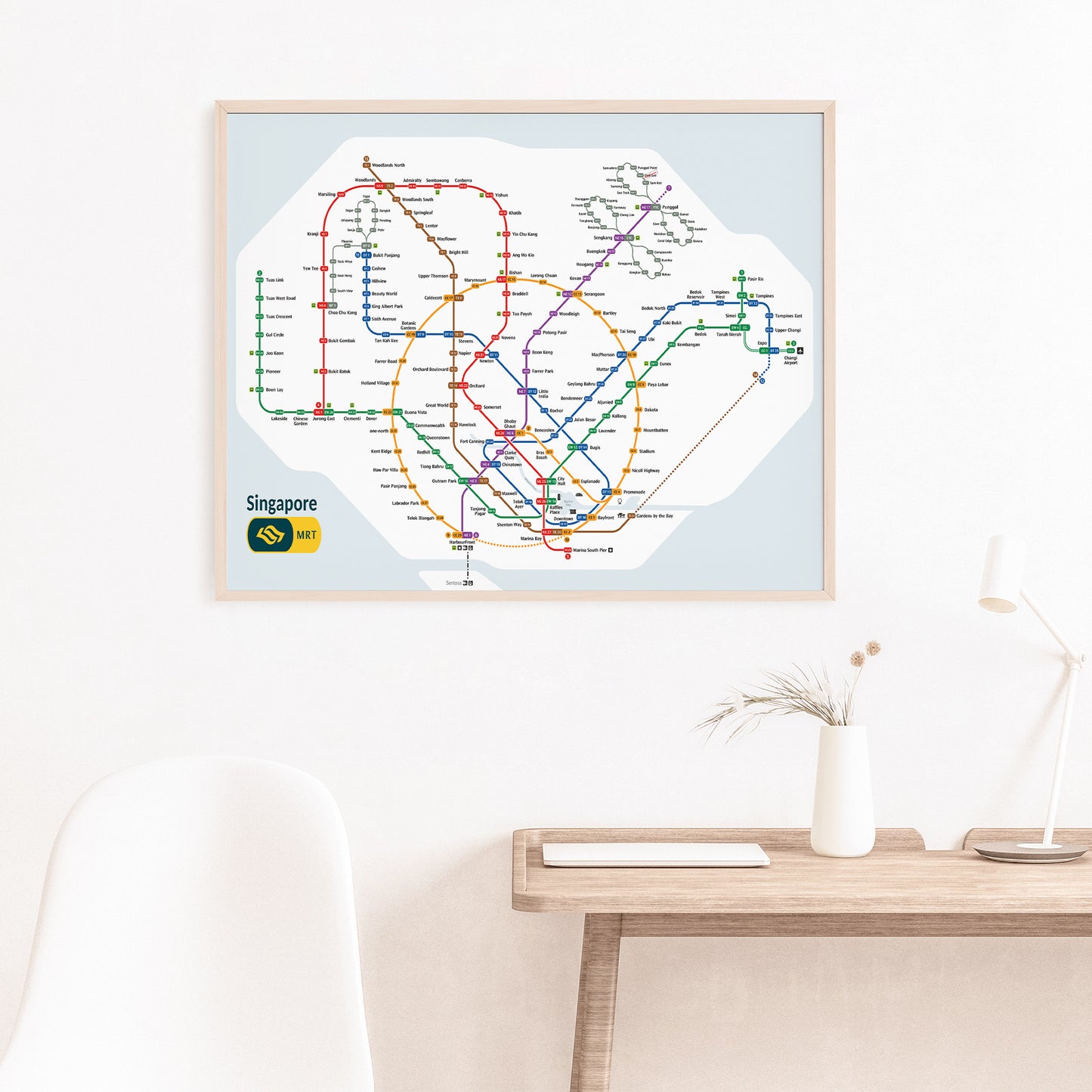 Singapore MRT Subway Map Poster