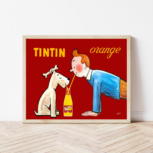 Tintin Orange 1962 Retro Ad Poster by Savignac