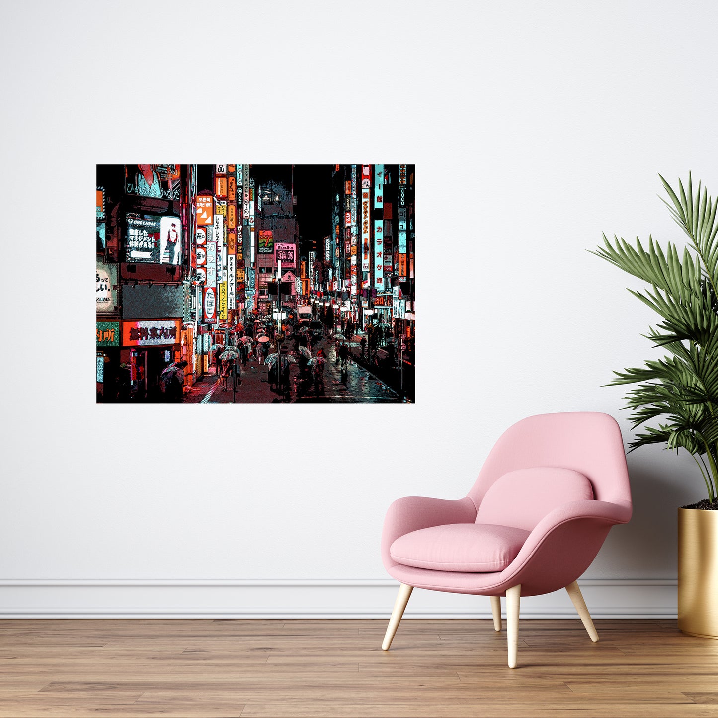 Tokyo at Night Art Print, Photo to Digital Painting, Shinjuku Cyberpunk Style Poster