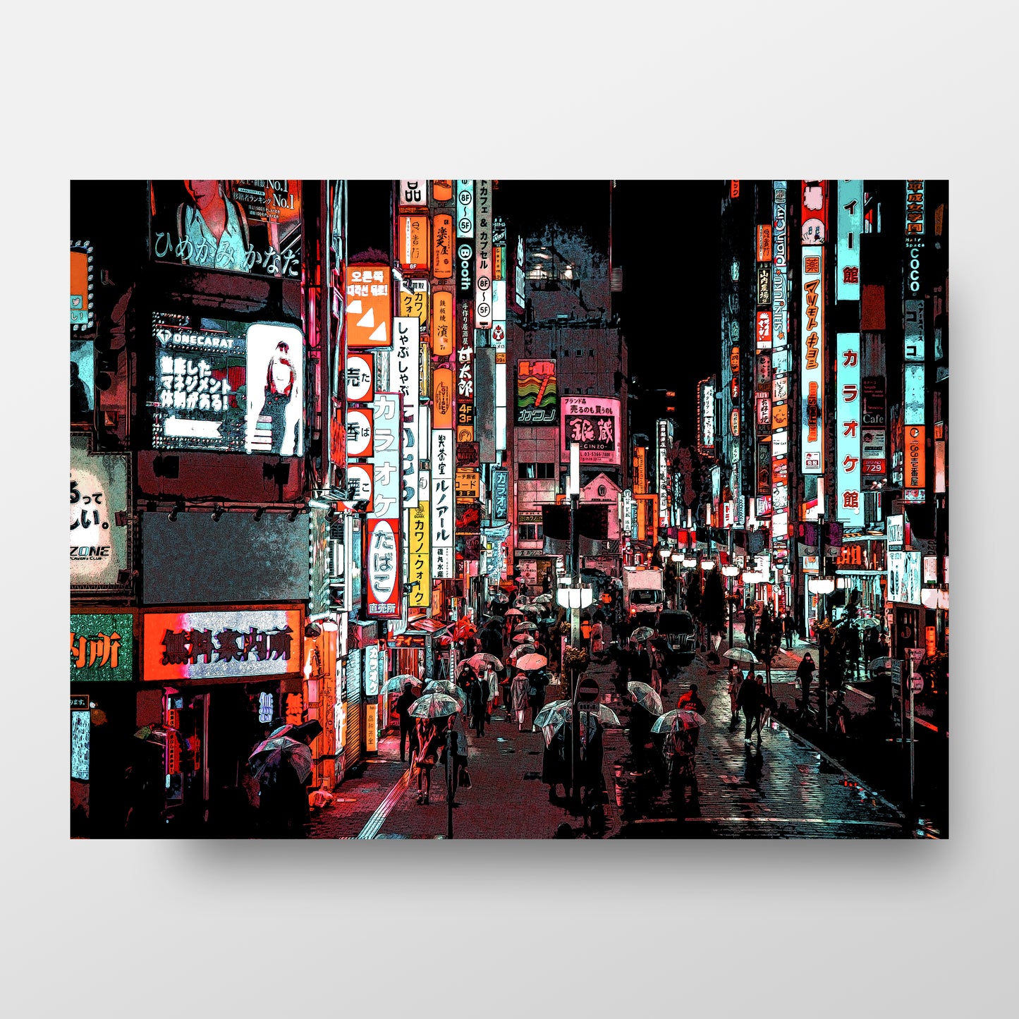 Tokyo at Night Art Print, Photo to Digital Painting, Shinjuku Cyberpunk Style Poster