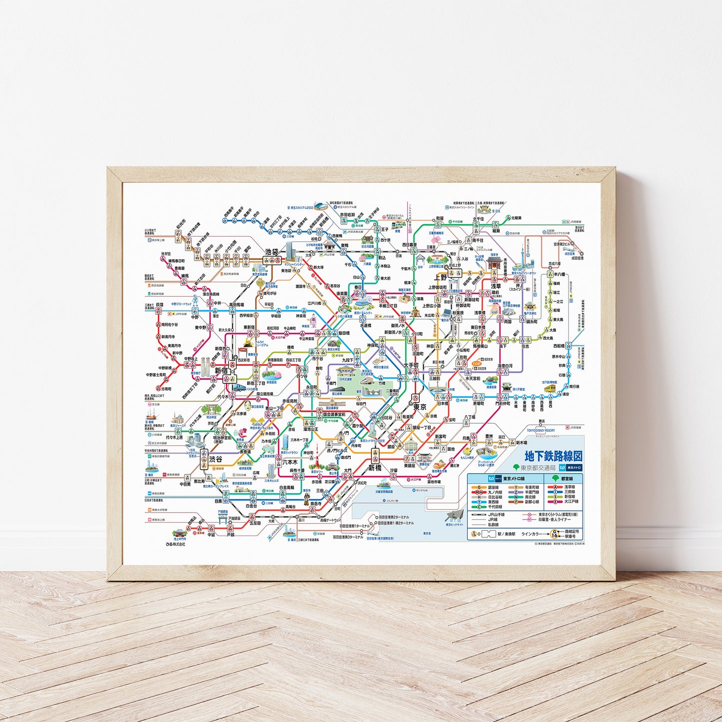 Tokyo Japan Subway Map in Japanese Language Poster