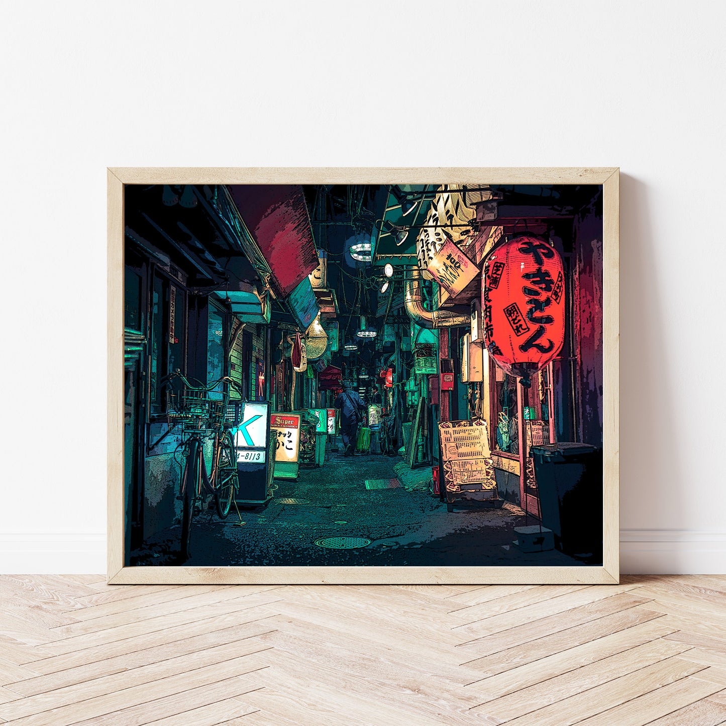 Tokyo Shinjuku at Night Poster, Photo to Digital Art Print