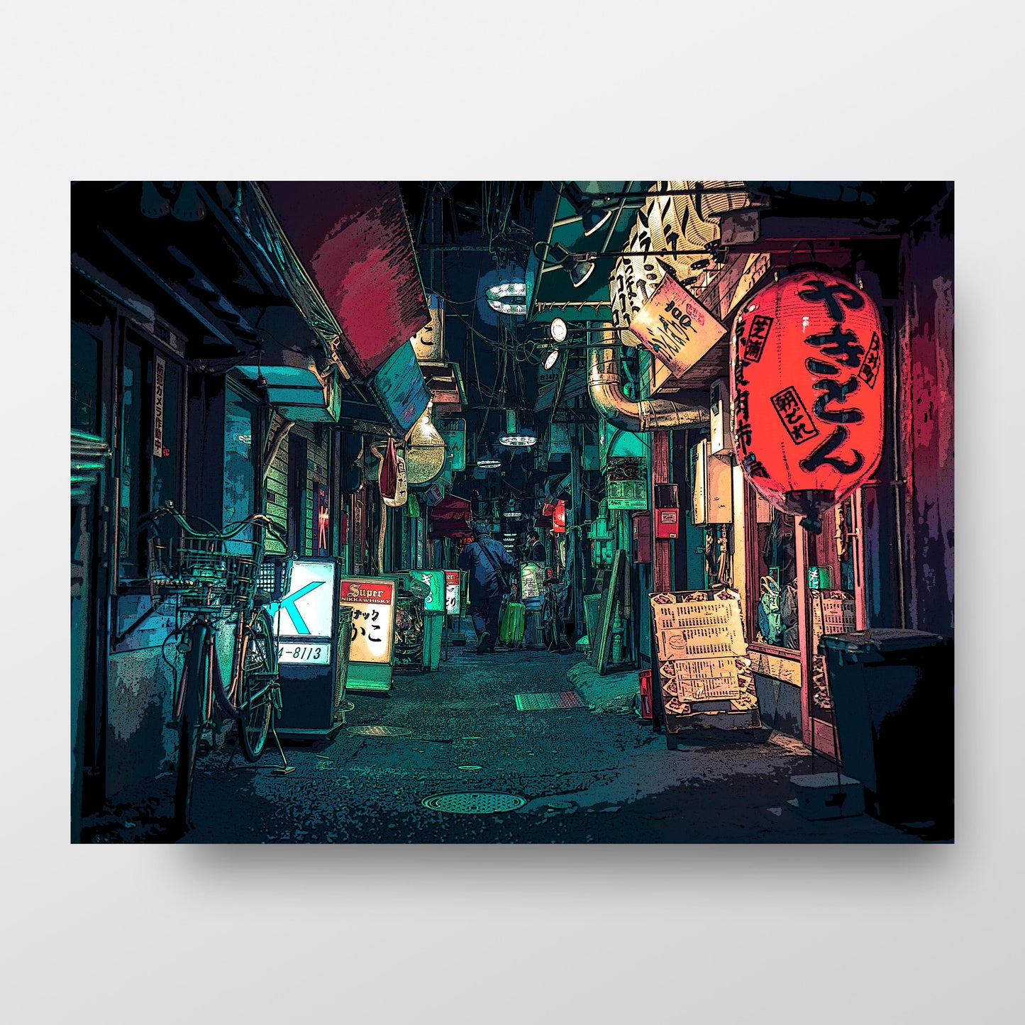 Tokyo Shinjuku at Night Poster, Photo to Digital Art Print