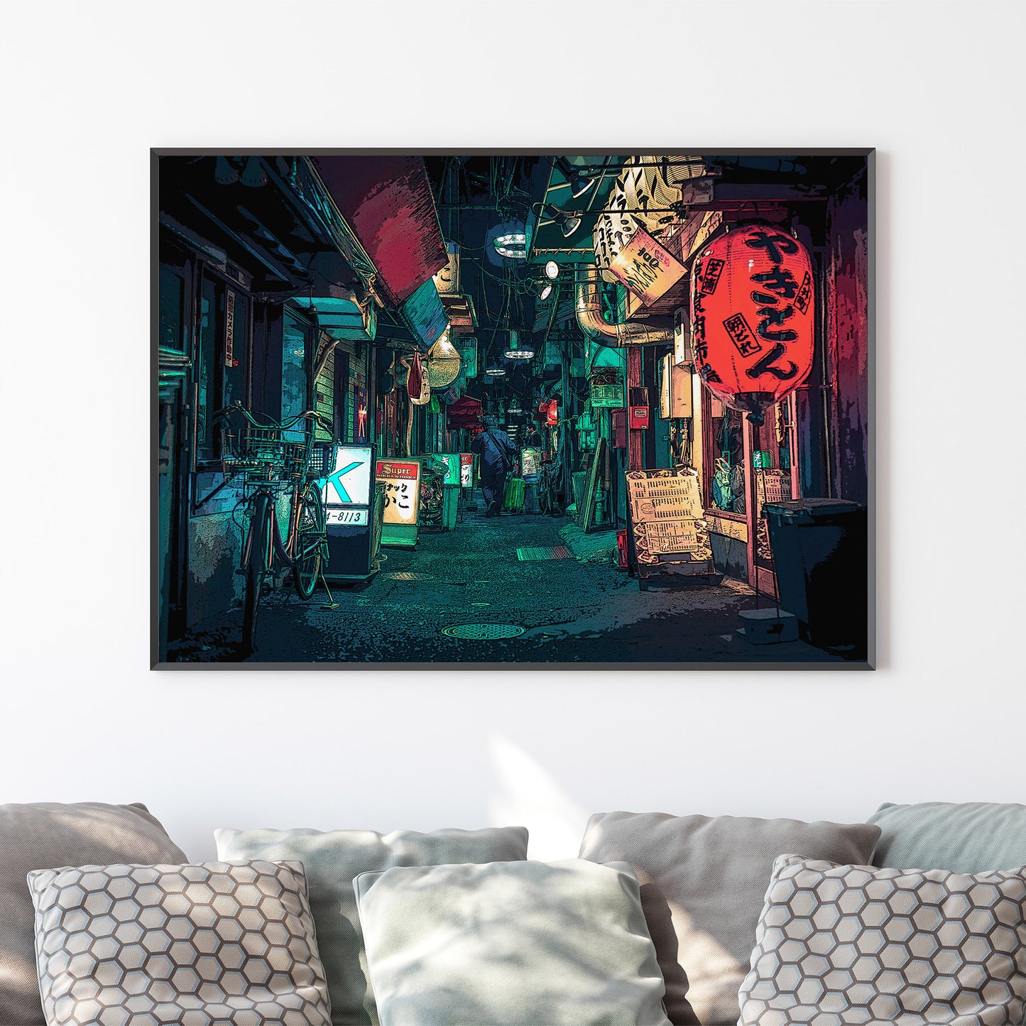 Tokyo Shinjuku at Night Poster, Photo to Digital Art Print