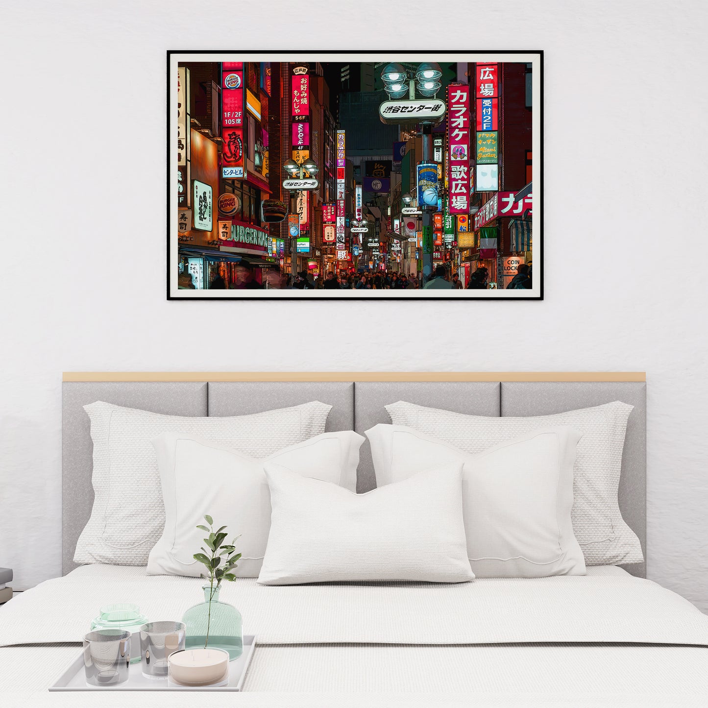 Tokyo Colorful Art Print, Shinjuku District at Night Poster