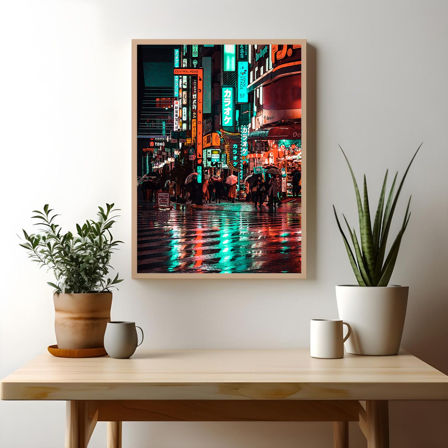 Tokyo Shinjuku Kabukicho at Night Poster, Tokyo Cyberpunk Anime Style Art Print