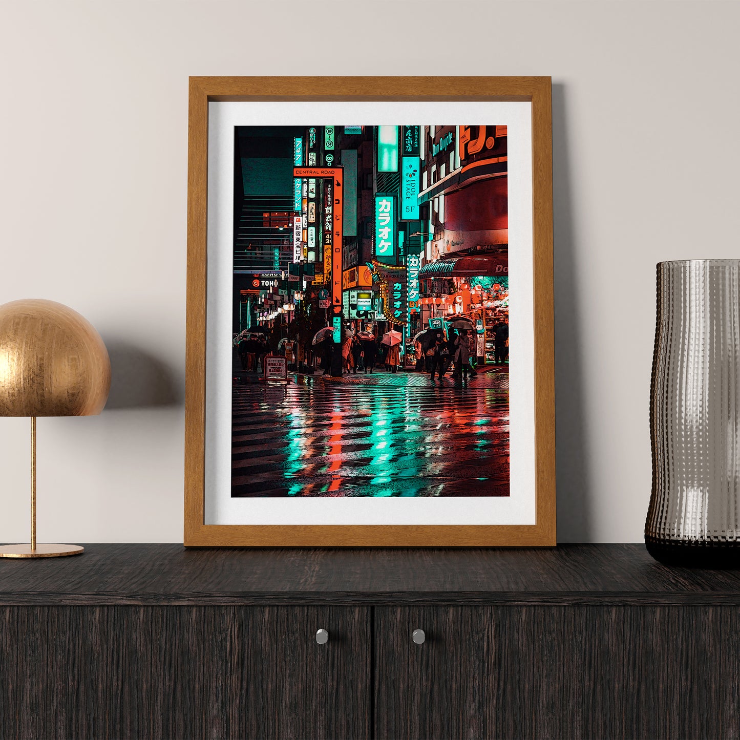 Tokyo Shinjuku Kabukicho at Night Poster, Tokyo Cyberpunk Anime Style Art Print