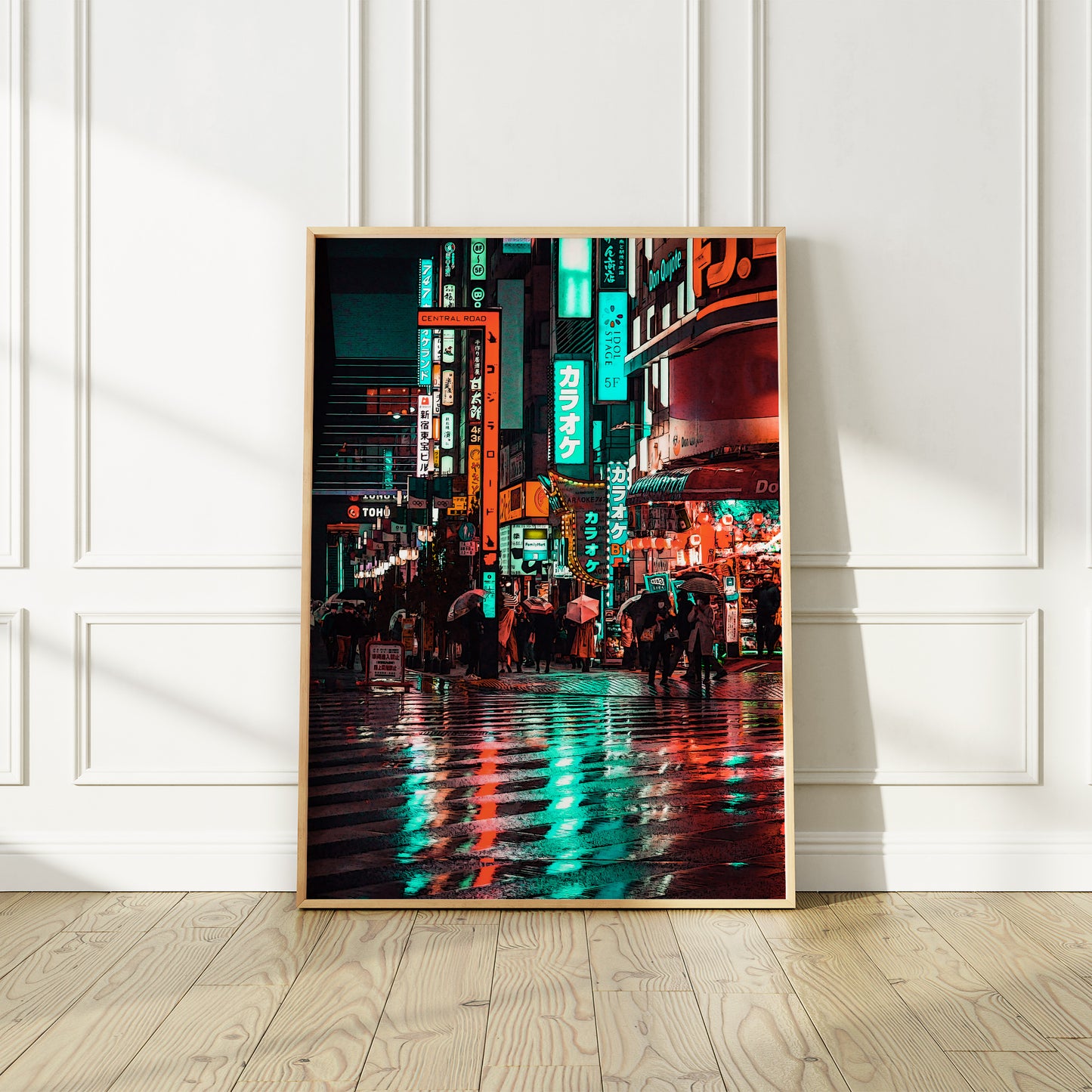 Tokyo Shinjuku Kabukicho at Night Poster, Tokyo Cyberpunk Anime Style Art Print