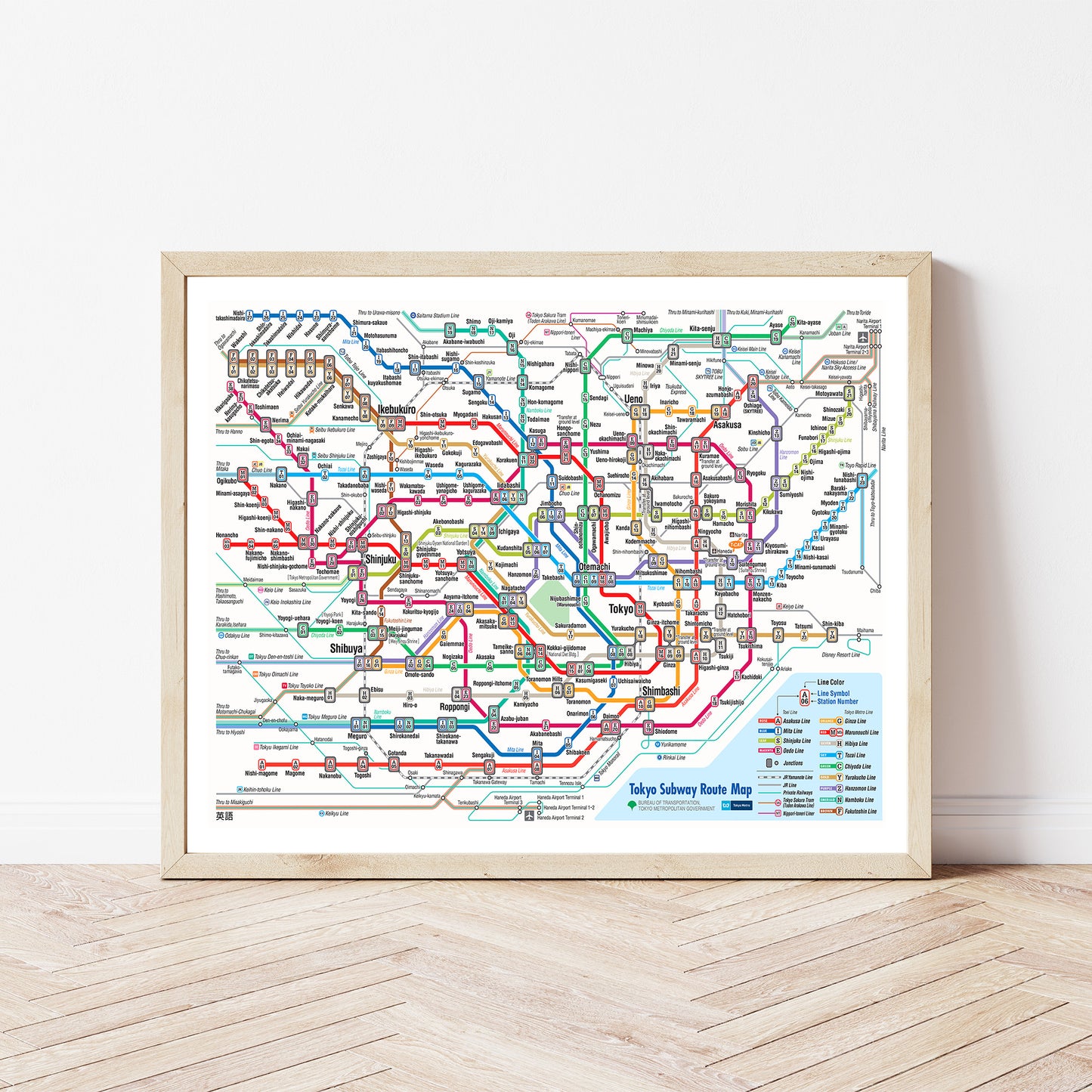 Tokyo Japan Subway Map in High Resolution Poster