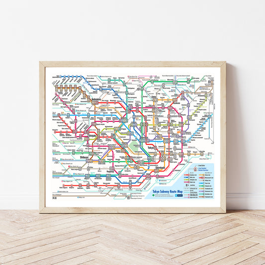 Tokyo Japan Subway Map in High Resolution Poster