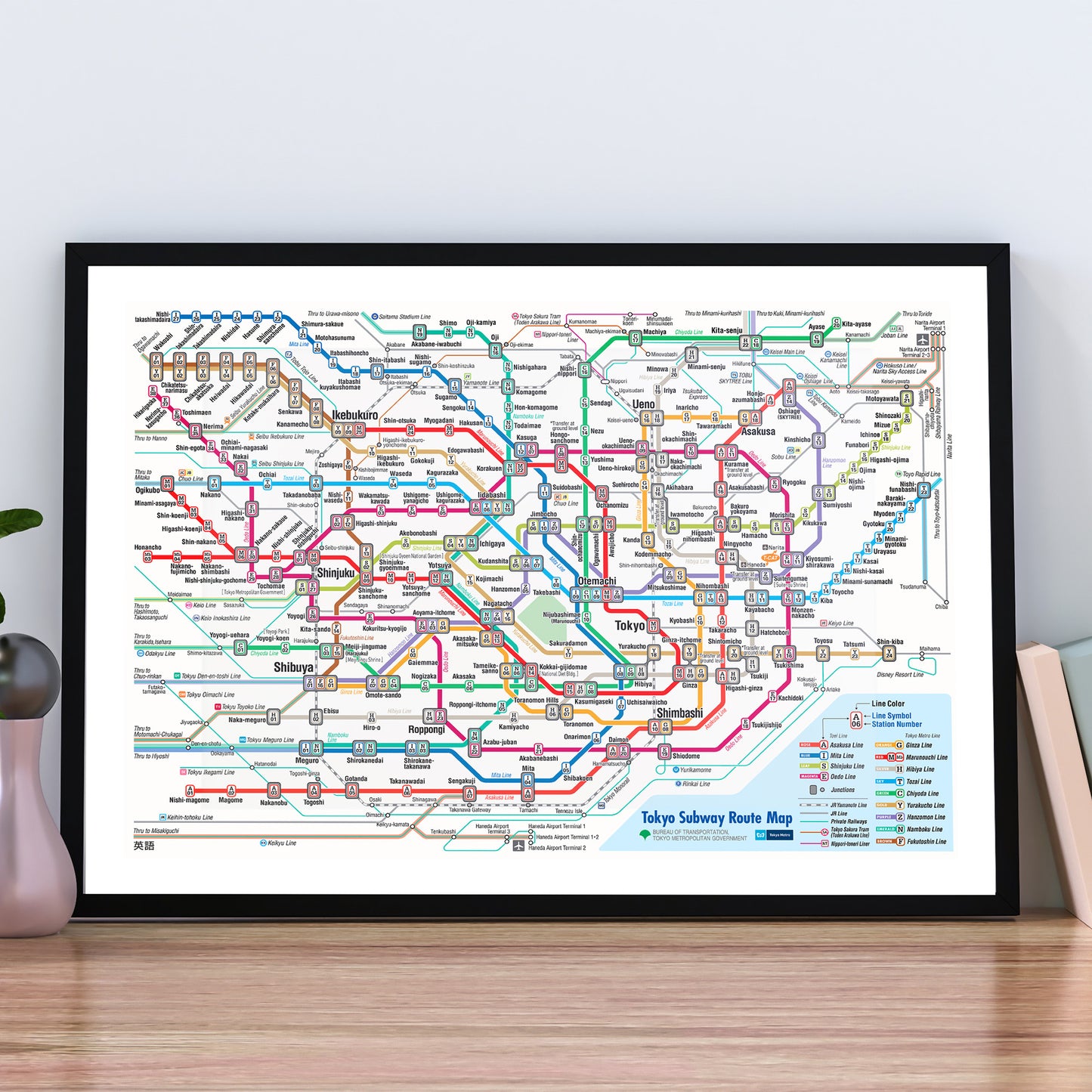 Tokyo Japan Subway Map in High Resolution Poster