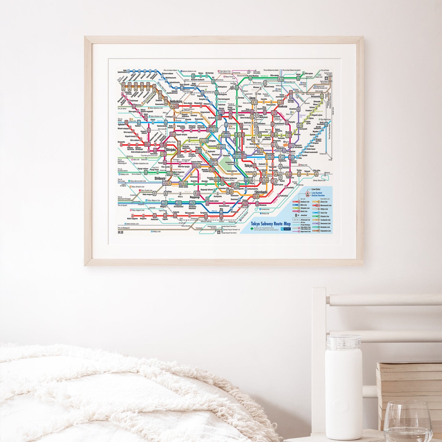 Tokyo Japan Subway Map in High Resolution Poster