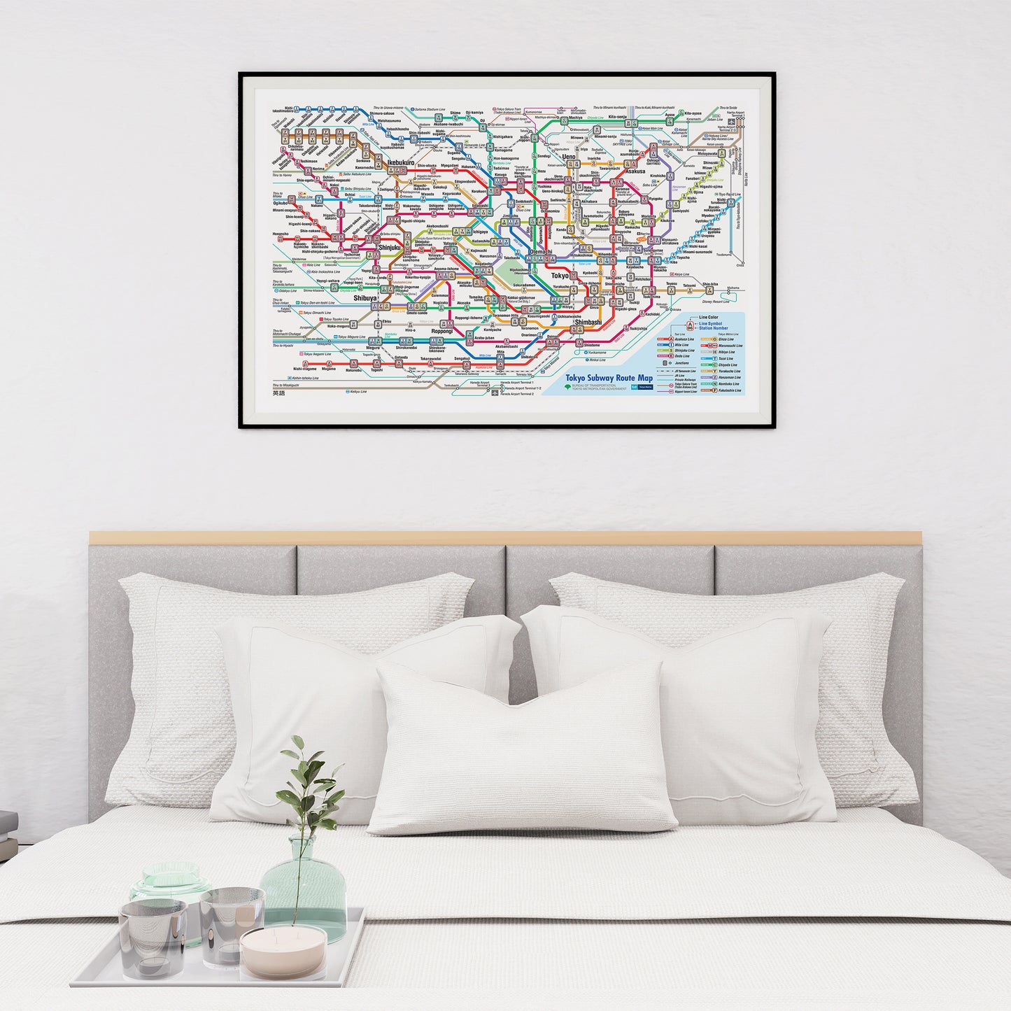 Tokyo Japan Subway Map in High Resolution Poster