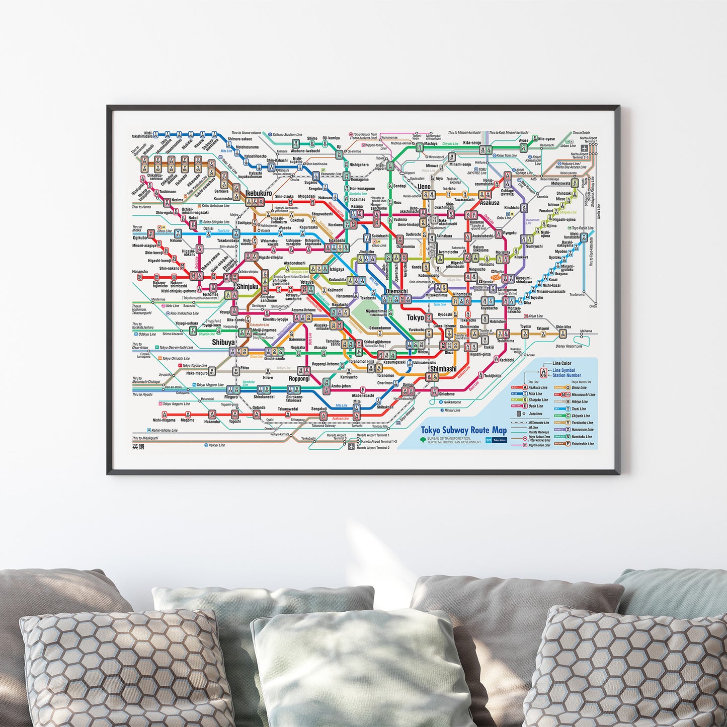 Tokyo Japan Subway Map in High Resolution Poster