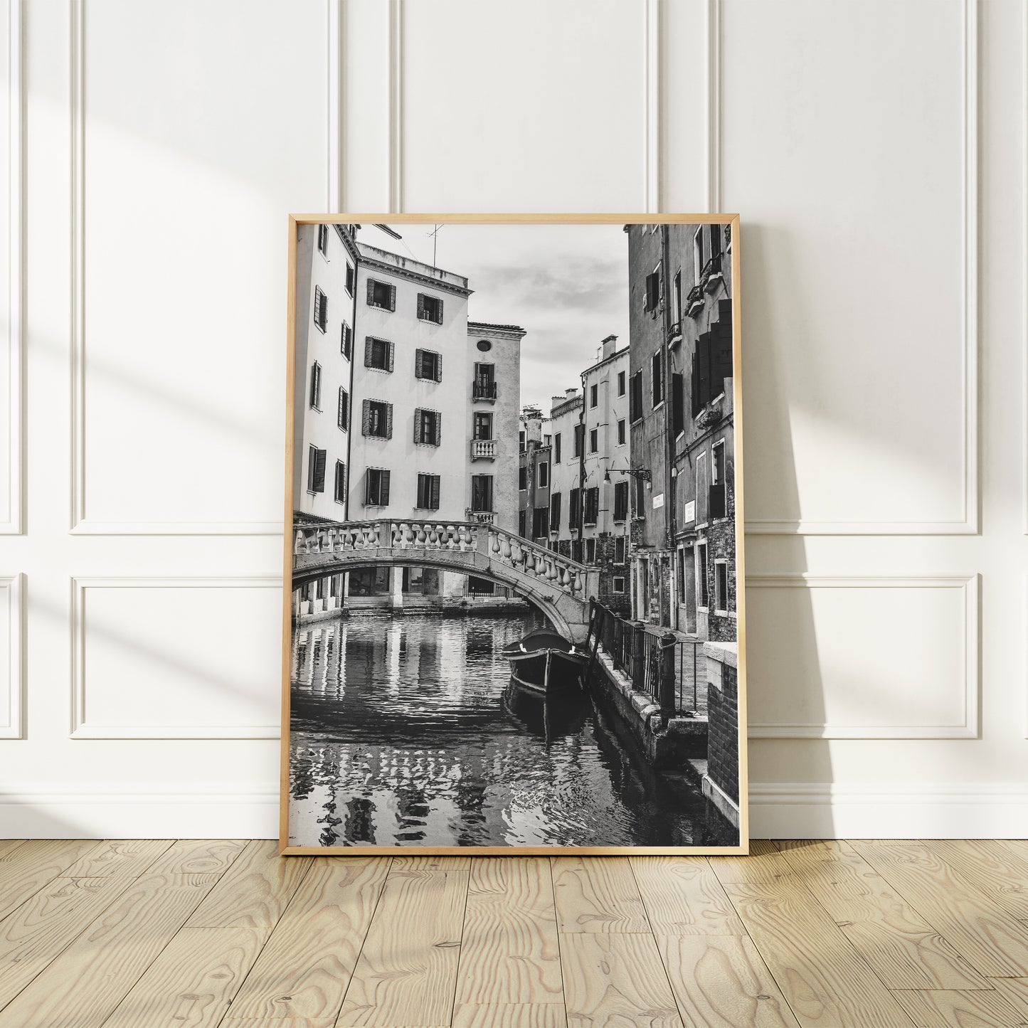 Venice Italy Calm Canal | Black And White Photography Print