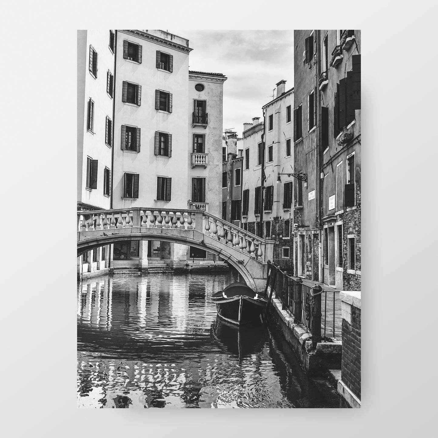 Venice Italy Calm Canal | Black And White Photography Print