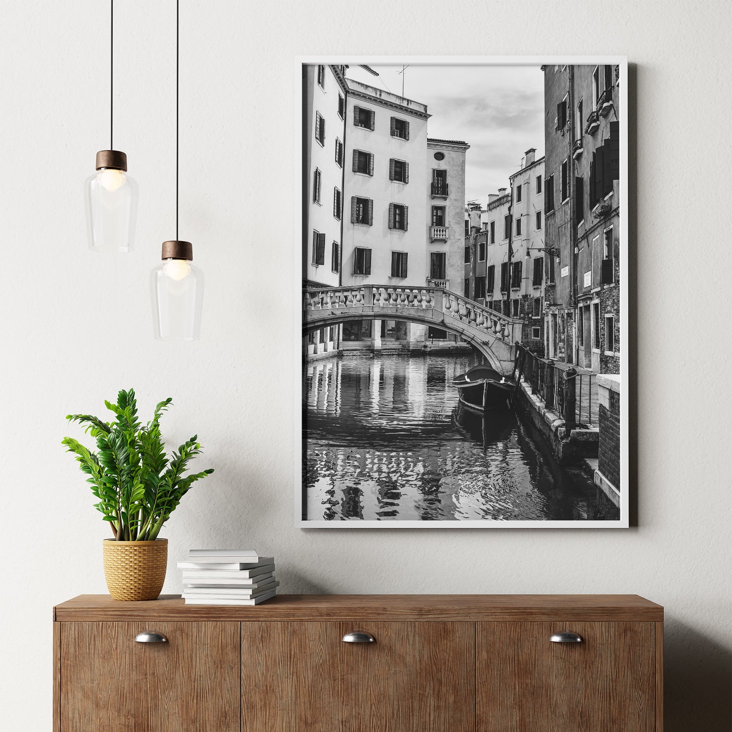 Venice Italy Calm Canal | Black And White Photography Print